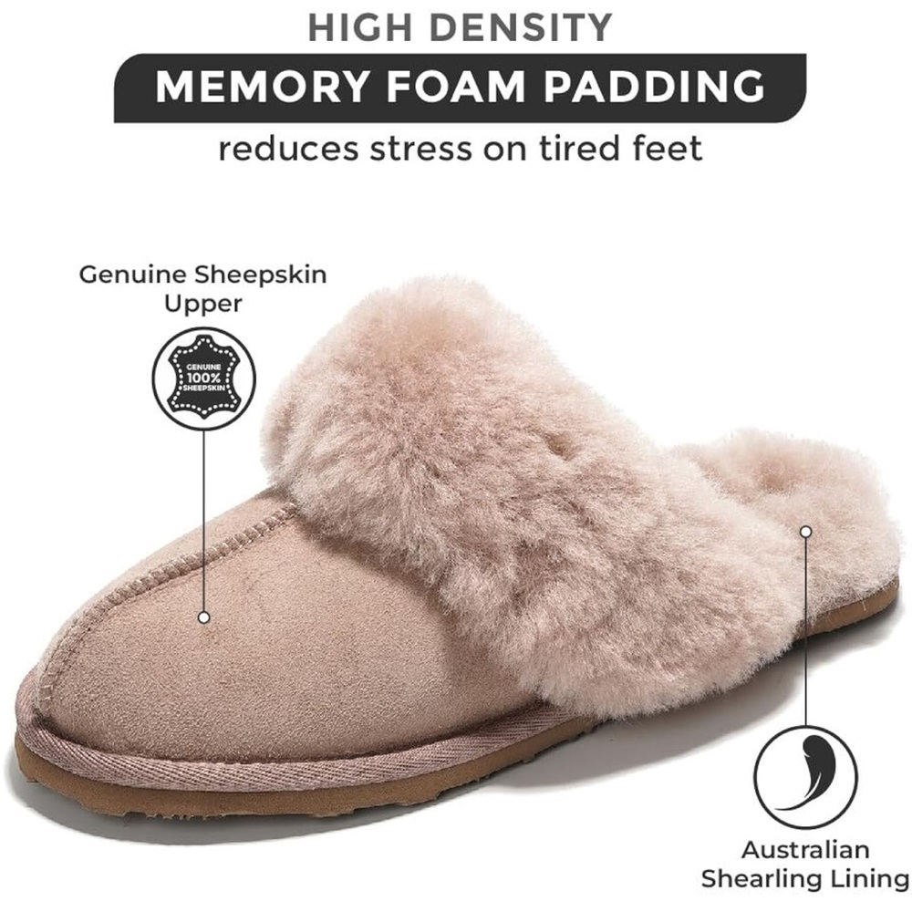 Cozy Fur-Lined Pale Pink Tan Slippers — 8 — Brand New UGG - Picture 3 of 4